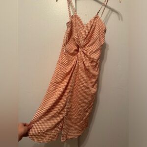 Zara Orange Checkered Dress